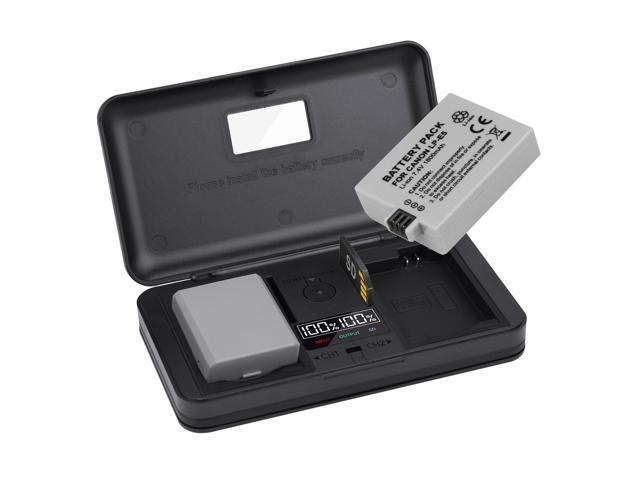 CITYORK LP-E5 LPE5 Battery 2 Pack 7.4V 1800mAh with LCD Dual Charger for Canon EOS Rebel XS, Rebel T1i, Rebel XSi, 1000D, 500D, 450D, Kiss X3,...