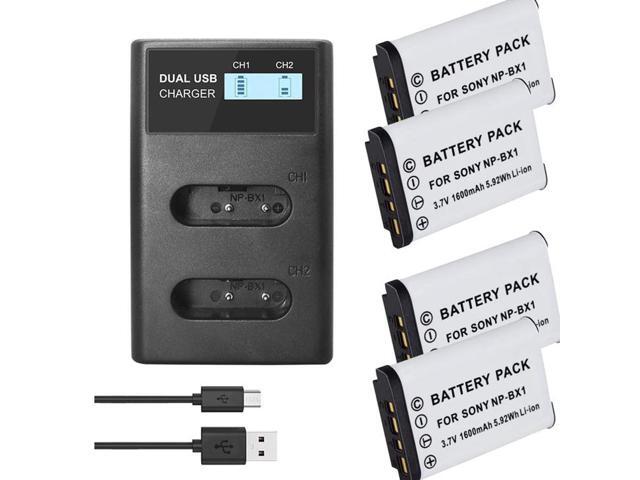 CITYORK 4 Pack 1600mAh NP-BX1 Battery Replacement with Dual USB Charger for Sony NP-BX1/M8, DSC-RX100,DSC-RX100 II,DSC-RX100M II,DSC-RX100...