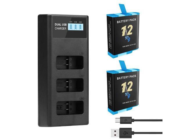 CITYORK 2 Pack Rechargeable Battery 2000mAh Replacement with 3-Slot Storage USB Charger for GoPro Hero 12 Black Hero 11 Black Hero 10 Black Hero 9...