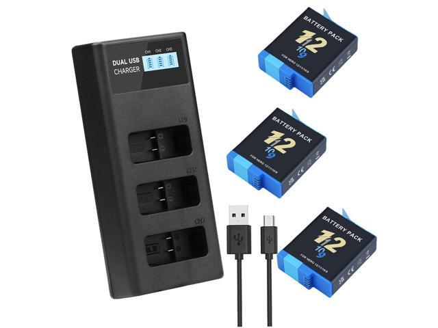 CITYORK 3 Pack Rechargeable Battery 2000mAh Replacement with 3-Slot Storage USB Charger for GoPro Hero 12 Black Hero 11 Black Hero 10 Black Hero 9...