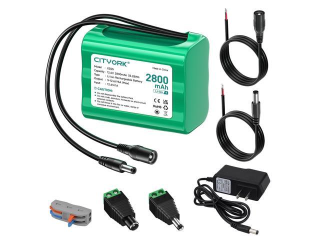 Rechargeable 12V 2800mAh Lithium ion Battery Pack with Charger & DC5521 Connector Compatible with 12V Devices, RC Car, DIY Project, Bike Light,...