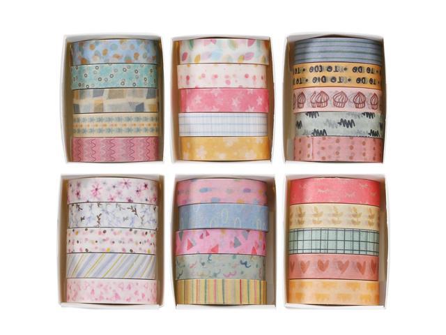 Basic Washi Tape Set 30 Rolls Cute Patterns Decorative Skinny Slim Masking Tapes for Arts, DIY Crafts, Journals, Planners, Scrapbook, Wrapping.