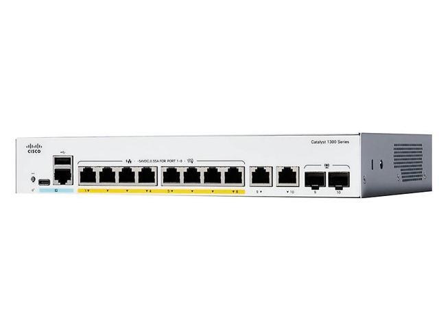 Cisco Catalyst C1300-8P-E-2G Ethernet Switch, 8 Ports - Manageable - Gigabit Ethernet - 10/100/1000Base-T, 1000Base-X - 3 Layer Supported