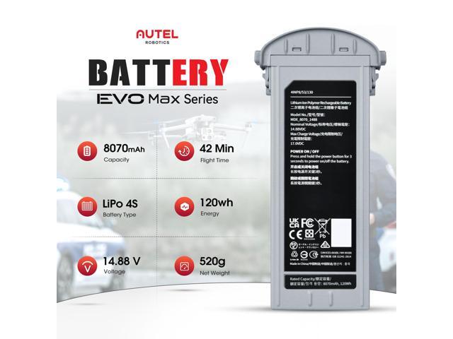 Autel Robotics EVO Max Series Original Battery 8070mAh 14.88V LiPo 4S Battery 120wh Energy -20ºC to 45ºC Charging Temperature