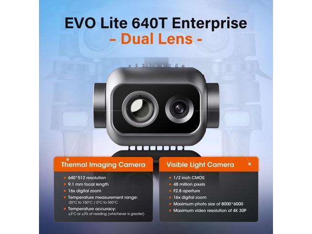 Autel Robotics EVO Lite 640T Enterprise, 640 * 512 30Hz Thermal & 1/2'' CMOS 48MP Camera, AI Target Recognition, 42 Minutes,12KM Transmission,...