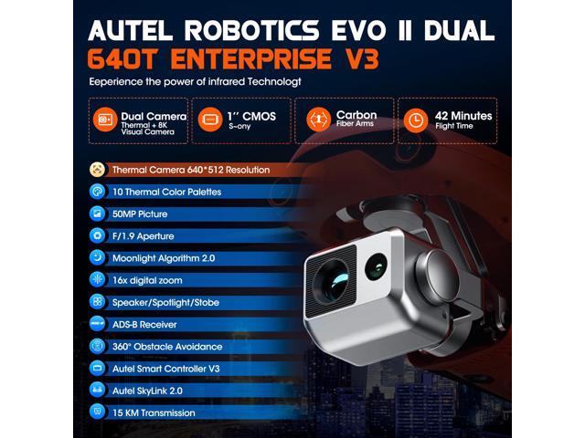 Autel Robotics EVO II DUAL 640T V3 Thermal Camera Smart Controller Bundle