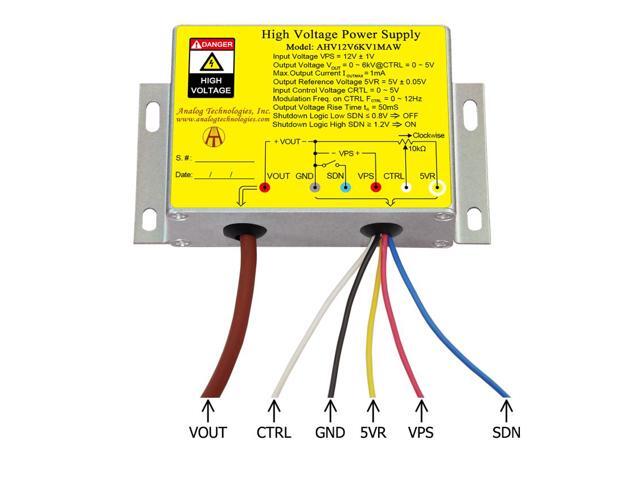 Compact High Voltage Power Supply 0 to 6kV Output Voltage 1mA Output Current 12V Input DC DC Converter AHV12V6KV1MAW