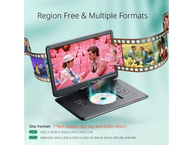 Yoton 17.5' Portable DVD Player with 15.6' HD Swivel Screen for for Kids Elderly, 6 Hours Working Time with Built-in Battery, Dual Stereo Speakers,...