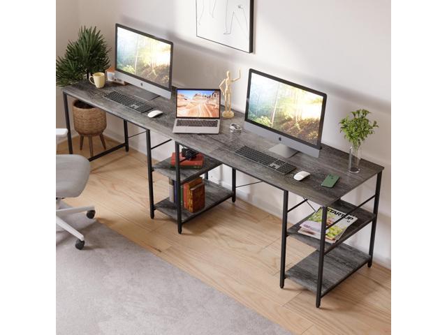 Bestier L Shaped Desk with Shelves 95.2 Inch Reversible Corner Computer Desk or 2 Person Long Table for Home Office Large Gaming Writing Storage...
