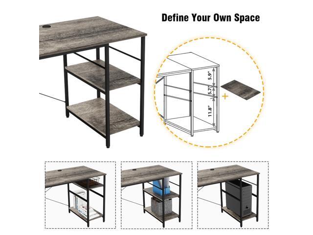 Bestier L Shaped Desk with Shelves 95.2 Inch Reversible Corner Computer Desk or 2 Person Long Table for Home Office Large Gaming Writing Storage...