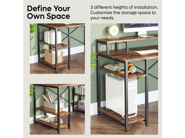 Bestier Gaming Desk with Monitor Shelf, 55 inches Home Office Desk with Open Storage Shelves, Writing Study Table Workstation for Small Space,...