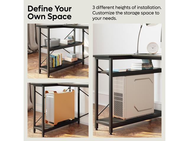 Bestier Small L Shaped Gaming Desk with Shelves 47 Inch Reversible Corner Computer Desk Writing Storage Table for Home Office Small Space, Carbon...
