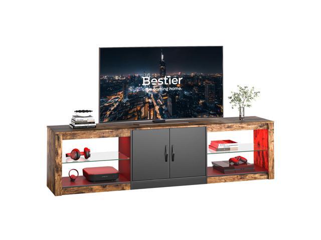 Bestier 70 inch LED TV Stand 20 Color RGB Light Entertainment Center, Television Cabinet