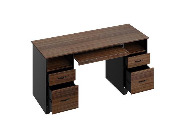 Bestier 59Computer Desk with 4 Drawers,Office Executive Desk with Keyboard Tray, Writing Desk with Storage and File Drawer,Cheery