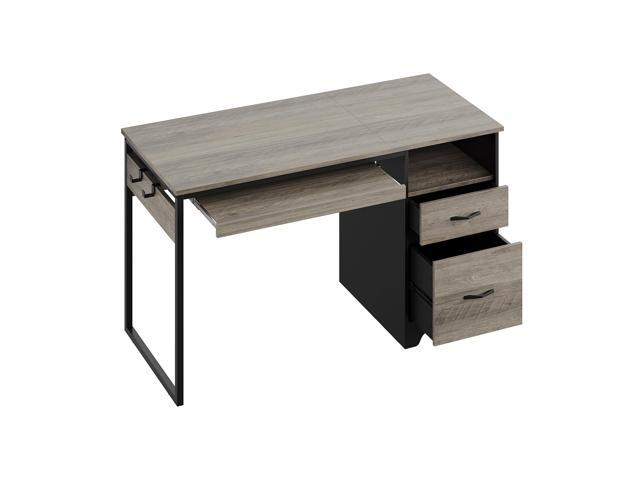 Bestier 48Computer Desk with 2 Drawers,Office Executive Desk with Keyboard Tray and 2 Hooks, Gray