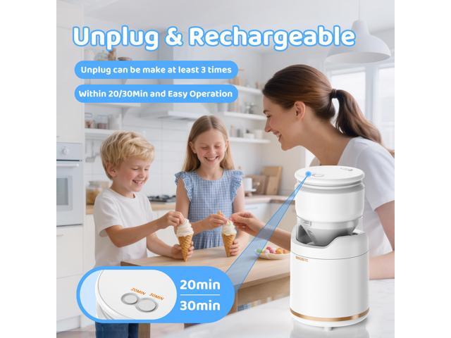 BRIOBITE Rechargeable & Compact Electric Ice Cream Machine for Gelato, Milkshakes & Sorbet,Double-Insulated Bowl,Easy to Clean,Perfect for 1-2...