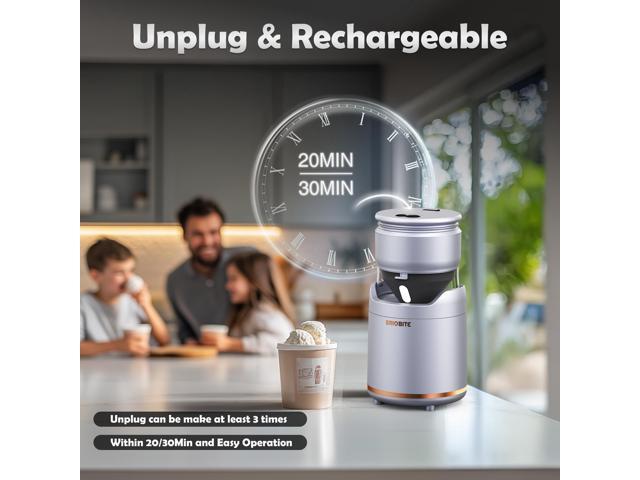 BRIOBITE Rechargeable & Compact Electric Ice Cream Machine for Gelato, Milkshakes & Sorbet,Double-Insulated Bowl,Easy to Clean,Perfect for 1-2...