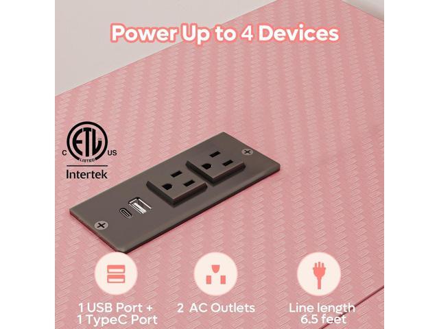 Bestier 42 L Shaped Computer Desk with LED, Corner Gaming Desk with Power Outlet,Reversible Storage Shelves and Hooks,Pink