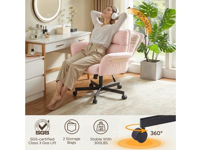Bestier - Ergonomic Cross-Legged Office Chair with Flip-Up Arms, Swivel Wheels & Adjustable Backrest for Computer Office Desk