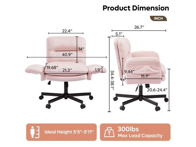Bestier - Ergonomic Cross-Legged Office Chair with Flip-Up Arms, Swivel Wheels & Adjustable Backrest for Computer Office Desk