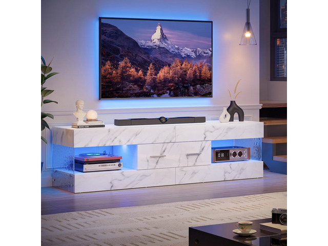 60 inch W TV Stand for TVs up to 65', Modern Entertainment Center for TVs with LED Light and Storage Drawers