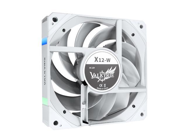 Valkyrie X12 Reverse PC Case Fan - White - 120mm - High Performance - Low Noise, High Airflow 80CFM Fluid Dynamic Bearings - Ultra Quiet - 2150...