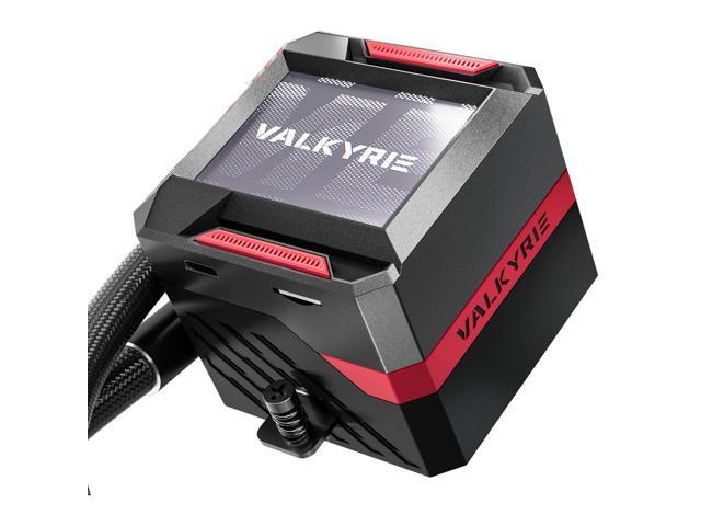 Valkyrie Syn 240 Black - AIO CPU Liquid Cooler - LCD Screen Inside PC - 2x Fluid Dynamic Bearing X12 Fans, 240mm Water Cooler, Compatible w/ AMD...