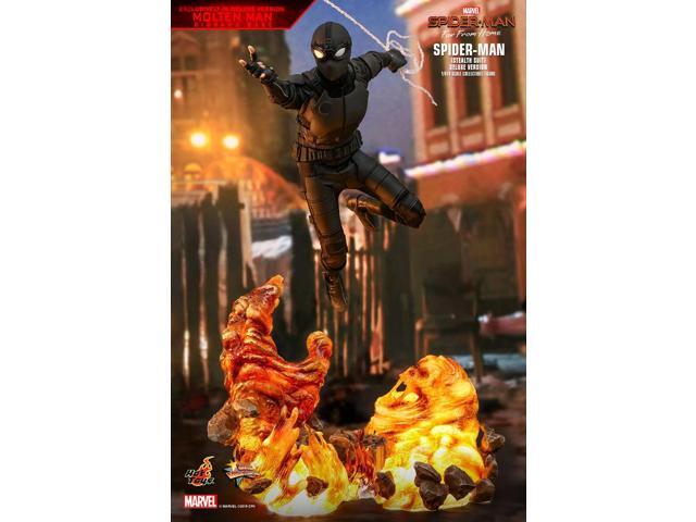 hot toys movie masterpiece 1/6 scale action figure spider-man (stealth suit) mms541 far from home deluxe version tom holland