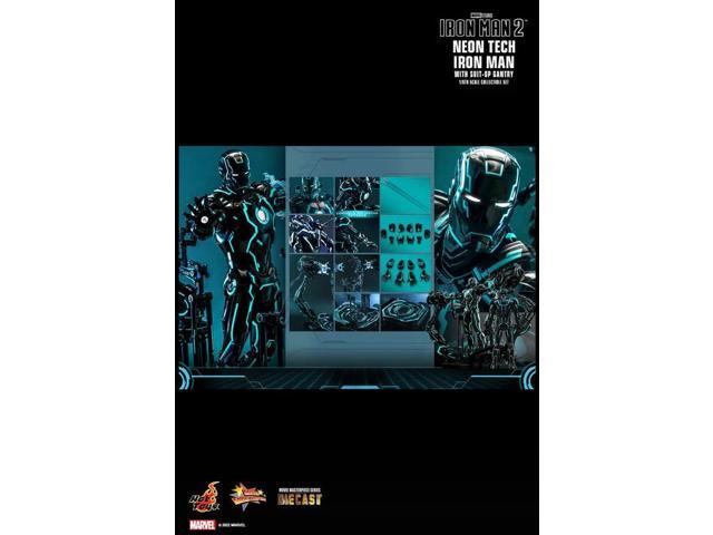 Figure Hot Toys MMS672D50 - Marvel Comics - Iron Man 2 - Neon Tech Iron Man & Suit-Up Gantry Standard Version