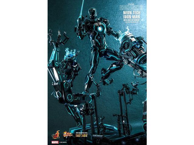 Figure Hot Toys MMS672D50 - Marvel Comics - Iron Man 2 - Neon Tech Iron Man & Suit-Up Gantry Standard Version