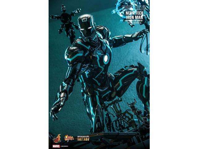 Figure Hot Toys MMS672D50 - Marvel Comics - Iron Man 2 - Neon Tech Iron Man & Suit-Up Gantry Deluxe Version