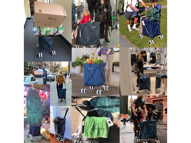 VersaCart Transit -The Original Patented Folding Shopping and Utility Cart, Water-Resistant Heavy-Duty Canvas with Cover, Double Front Swivel...