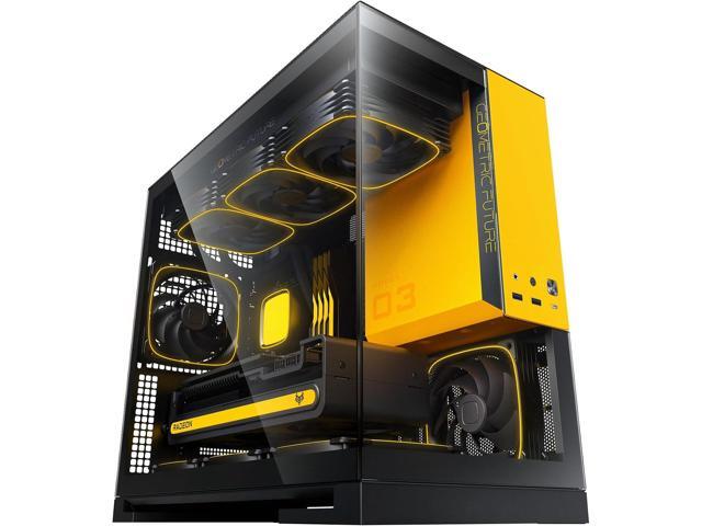 Geometric Future Model 3 Panoramic Tempered Glass Dual Chamber Micro-ATX Tower PC Case, 5 Pre-Installed 120mm x 30mm PWM ARGB Fans, USB Type-C,... Case