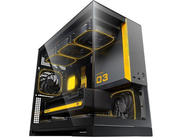 Geometric Future Model 3 Panoramic Tempered Glass Dual Chamber Micro-ATX Tower PC Case, 5 Pre-Installed 120mm x 30mm PWM ARGB Fans, USB Type-C,... Case