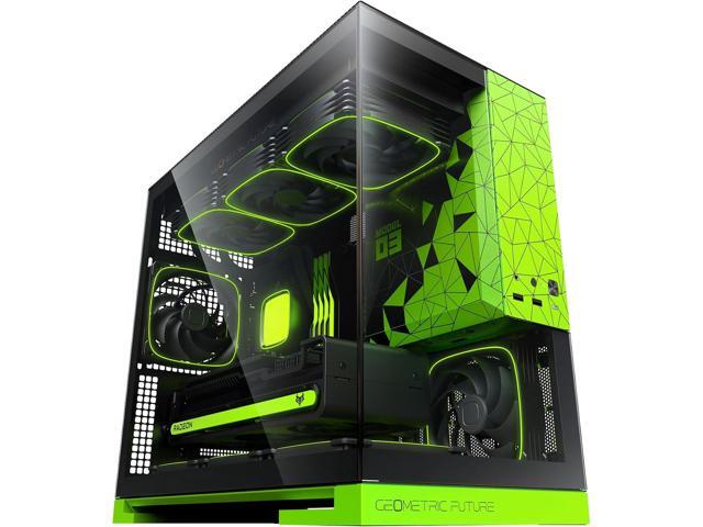 Geometric Future Model 3 Panoramic Tempered Glass Dual Chamber Micro-ATX Tower PC Case, 5 Pre-Installed 120mm x 30mm PWM ARGB Fans, USB Type-C,... Case