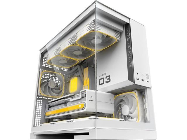 Geometric Future Model 3 Panoramic Tempered Glass Dual Chamber Micro-ATX Tower PC Case, 5 Pre-Installed 120mm x 30mm PWM ARGB Fans, USB Type-C,... Case