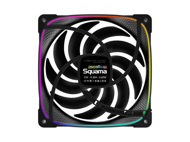 Geometric Future Squama 2503R Reverse Blade RGB PWM Fan - 140mm - 3 Pack Performance & Silent Balance - Dual Lighting Loop - 5V 3pin addressable...
