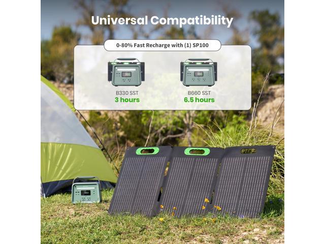 Yoshino SP100 Foldable 100W Monocrystalline Portable Solar Panel for Electric Solar Generators, Water-Resistant IP67, Off-Grid, Camping, RV