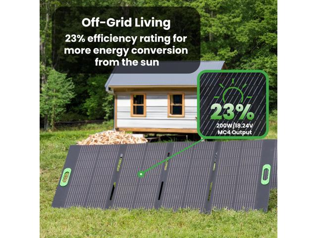 Yoshino SP200 Foldable 200W Monocrystalline Portable Solar Panel for Electric Solar Generators, Water-Resistant IP67, Off-Grid, Camping, RV