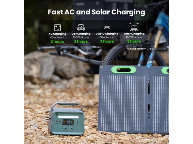 Yoshino Solid-State Portable Solar Generator 330W (241Wh) with included 100W Portable Solar Panel, Recreation, Camping, Emergency