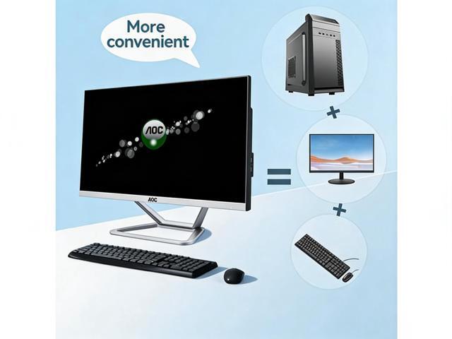 AOC All-in-One Business Desktop 23.8' FHD Display AMD R5 3500U Processor up to 3.7GHz 16GB RAM 512 GB SSD Windows 11 Wi-Fi Keyboard & Mouse Dual...
