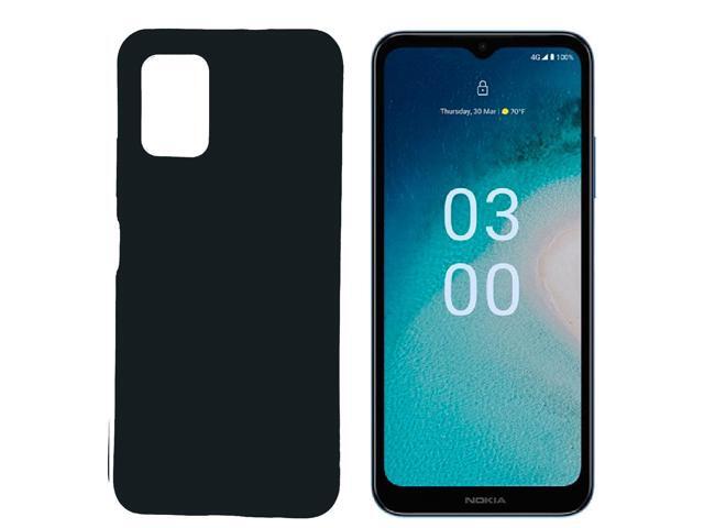 For Nokia C300 N155DL TPU Flexible Skin Cover Cell Phone Case + Tempered Glass - Black