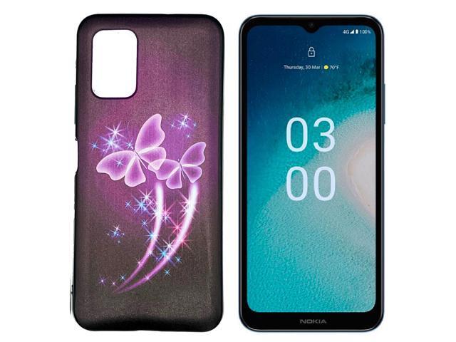 For Nokia C300 N155DL TPU Flexible Skin Cover Cell Phone Case - Purple Butterfly