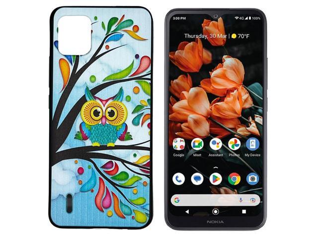 For Nokia C110 N156DLTPU Flexible Skin Cover Cell Phone Case + Tempered Glass - Owl