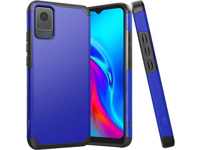 For TCL K11 T432W Dual Hybrid Cover Cell Phone Case + Tempered Glass - MK Blue