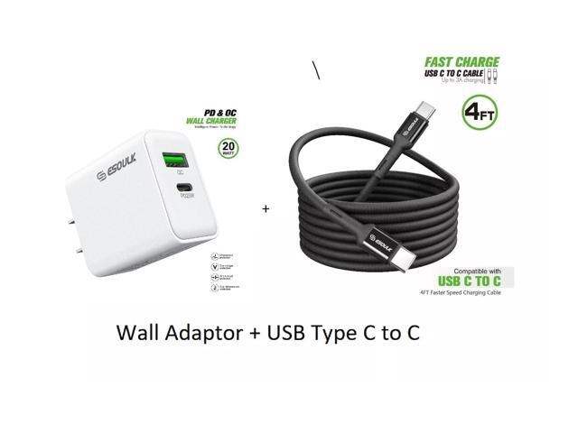 For BLU View 5 B160V 20W Fast Home Wall Travel Charger + 4FT Type C to C USB Cable