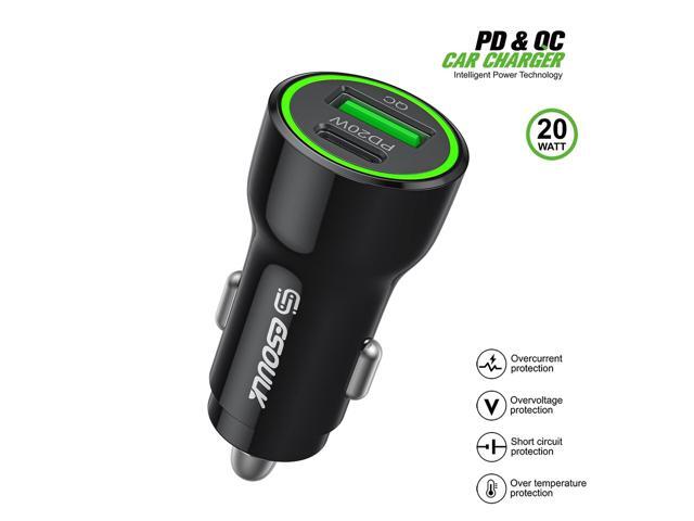 For BLU View 5 PRO B170D 20W Car Charger PD + 2.4A USB with 4ft C to C cable