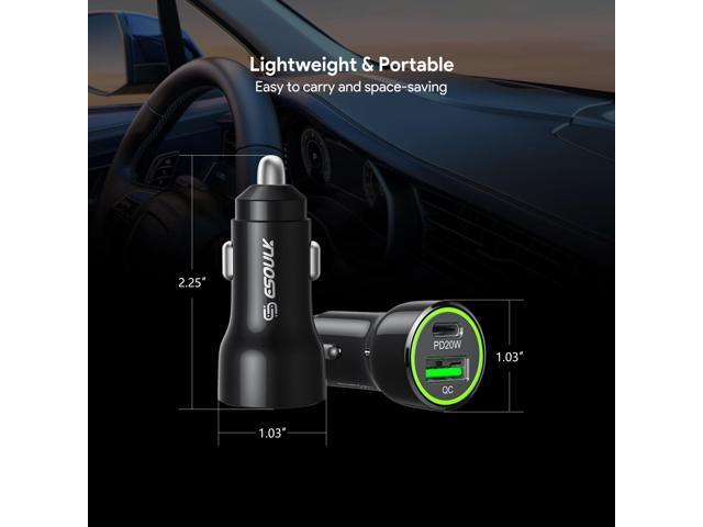 For BLU View 5 PRO B170D 20W Car Charger PD + 2.4A USB with 4ft C to C cable
