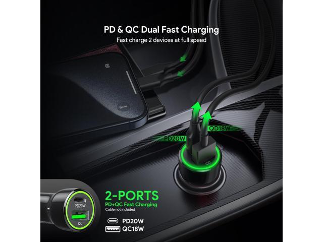 For BLU View 5 PRO B170D 20W Car Charger PD + 2.4A USB with 4ft C to C cable