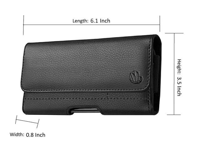 For TCL K11 T432W Belt Clip Credit Card 6.1 Black Pouch Case Phone Cover + Tempered Glass - (Small)